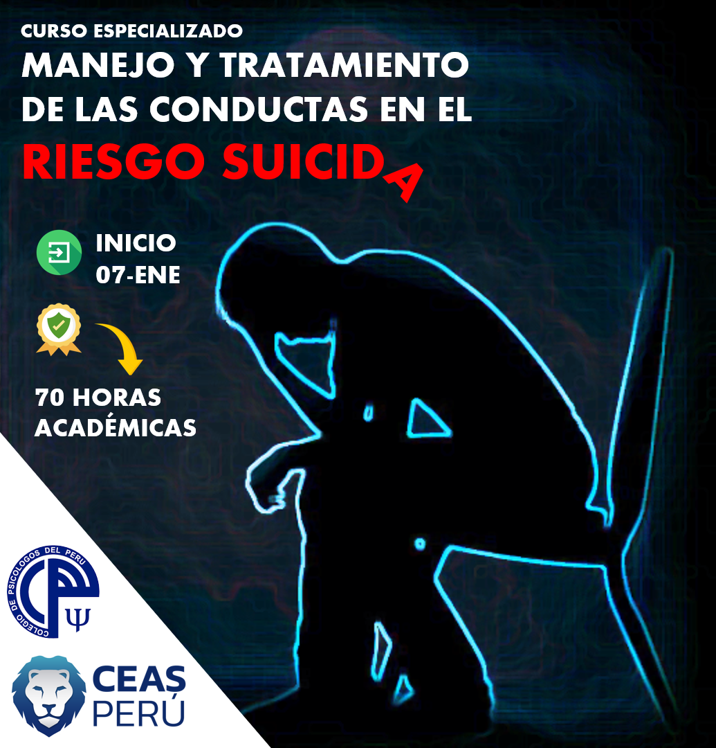 Course Image CURSO ESPECIALIZADO EN MANEJO Y TRATAMIENTO DE LAS CONDUCTAS EN EL RIESGO SUICIDA